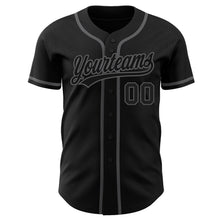 Load image into Gallery viewer, Custom Black Black-Steel Gray Authentic Baseball Jersey