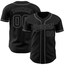 Load image into Gallery viewer, Custom Black Black-Steel Gray Authentic Baseball Jersey