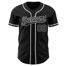 Load image into Gallery viewer, Custom Black Black-Gray Authentic Baseball Jersey