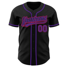 Load image into Gallery viewer, Custom Black Purple-Hot Pink Authentic Baseball Jersey