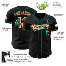 Load image into Gallery viewer, Custom Black Kelly Green-Orange Authentic Baseball Jersey