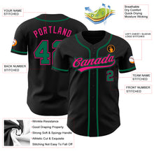 Load image into Gallery viewer, Custom Black Kelly Green-Hot Pink Authentic Baseball Jersey