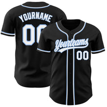 Load image into Gallery viewer, Custom Black White-Light Blue Authentic Baseball Jersey