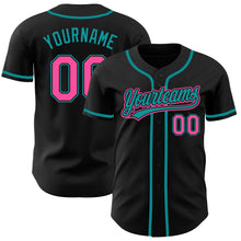 Load image into Gallery viewer, Custom Black Pink-Teal Authentic Baseball Jersey