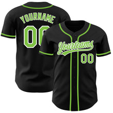 Load image into Gallery viewer, Custom Black Neon Green-White Authentic Baseball Jersey