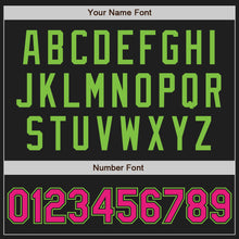 Load image into Gallery viewer, Custom Black Hot Pink-Neon Green Authentic Baseball Jersey
