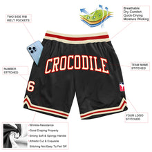 Load image into Gallery viewer, Custom Black Cream-Red Authentic Throwback Basketball Shorts