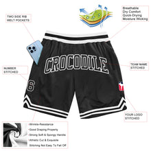 Load image into Gallery viewer, Custom Black Black-White Authentic Throwback Basketball Shorts