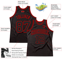 Load image into Gallery viewer, Custom Black Red Pinstripe Black-Red Authentic Basketball Jersey