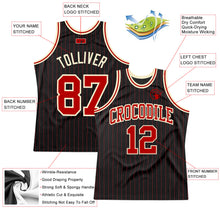 Load image into Gallery viewer, Custom Black Red Pinstripe Red-Cream Authentic Basketball Jersey