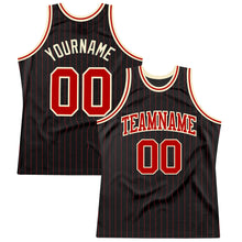 Load image into Gallery viewer, Custom Black Red Pinstripe Red-Cream Authentic Basketball Jersey