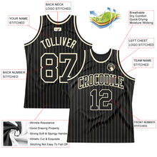 Load image into Gallery viewer, Custom Black Cream Pinstripe Black-Cream Authentic Basketball Jersey