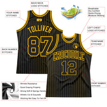 Load image into Gallery viewer, Custom Black Gold Pinstripe Black-Gold Authentic Basketball Jersey