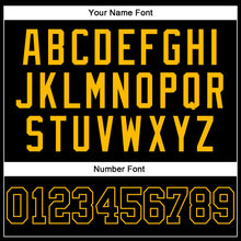 Load image into Gallery viewer, Custom Black Gold Pinstripe Black-Gold Authentic Basketball Jersey