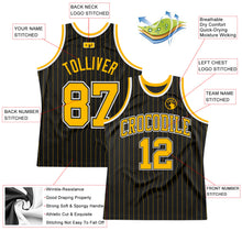 Load image into Gallery viewer, Custom Black Gold Pinstripe Gold-Black Authentic Basketball Jersey