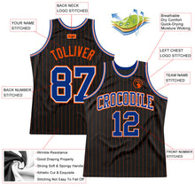Load image into Gallery viewer, Custom Black Orange Pinstripe Royal-Orange Authentic Basketball Jersey