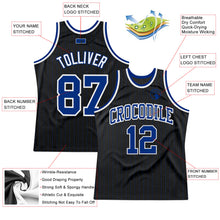 Load image into Gallery viewer, Custom Black Royal Pinstripe Royal-White Authentic Basketball Jersey