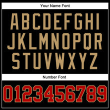 Load image into Gallery viewer, Custom Black Old Gold Pinstripe Red-Old Gold Authentic Basketball Jersey