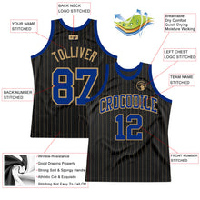 Load image into Gallery viewer, Custom Black Old Gold Pinstripe Royal-Old Gold Authentic Basketball Jersey
