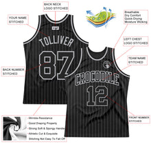 Load image into Gallery viewer, Custom Black Gray Pinstripe Black-Gray Authentic Basketball Jersey