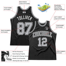 Load image into Gallery viewer, Custom Black Gray Pinstripe Gray-Black Authentic Basketball Jersey