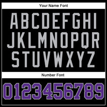 Load image into Gallery viewer, Custom Black Gray Pinstripe Purple-Gray Authentic Basketball Jersey