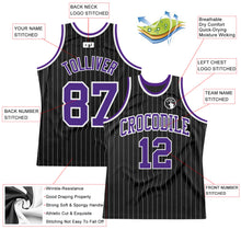 Load image into Gallery viewer, Custom Black White Pinstripe Purple-White Authentic Basketball Jersey