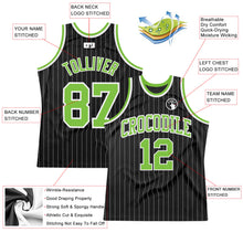 Load image into Gallery viewer, Custom Black White Pinstripe Neon Green-White Authentic Basketball Jersey