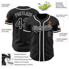 Load image into Gallery viewer, Custom Black White Pinstripe Black Authentic Baseball Jersey