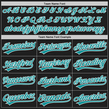 Load image into Gallery viewer, Custom Black Teal Pinstripe Teal-White Authentic Baseball Jersey