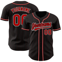 Load image into Gallery viewer, Custom Black Red Pinstripe Red-White Authentic Baseball Jersey