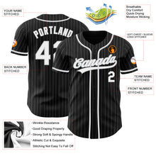 Load image into Gallery viewer, Custom Black Gray Pinstripe White Authentic Baseball Jersey