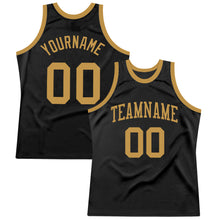 Load image into Gallery viewer, Custom Black Old Gold Authentic Throwback Basketball Jersey