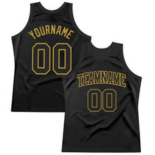 Load image into Gallery viewer, Custom Black Old Gold Authentic Throwback Basketball Jersey