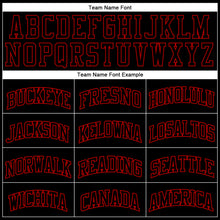 Load image into Gallery viewer, Custom Black Red Authentic Throwback Basketball Jersey