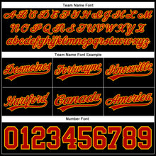 Load image into Gallery viewer, Custom Black Red-Gold Authentic Throwback Basketball Shorts