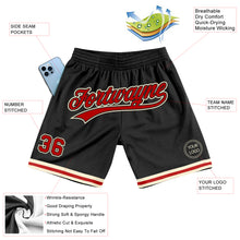 Load image into Gallery viewer, Custom Black Red-Cream Authentic Throwback Basketball Shorts