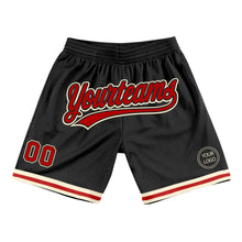 Load image into Gallery viewer, Custom Black Red-Cream Authentic Throwback Basketball Shorts