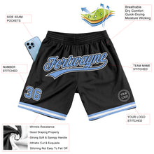 Load image into Gallery viewer, Custom Black Light Blue-White Authentic Throwback Basketball Shorts