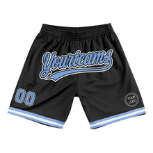 Load image into Gallery viewer, Custom Black Light Blue-White Authentic Throwback Basketball Shorts