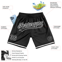 Load image into Gallery viewer, Custom Black White Authentic Throwback Basketball Shorts