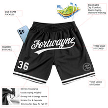 Load image into Gallery viewer, Custom Black White Authentic Throwback Basketball Shorts