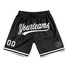 Load image into Gallery viewer, Custom Black White Authentic Throwback Basketball Shorts