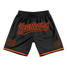 Load image into Gallery viewer, Custom Black Orange Authentic Throwback Basketball Shorts
