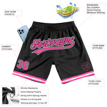 Load image into Gallery viewer, Custom Black Pink-White Authentic Throwback Basketball Shorts