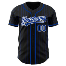 Load image into Gallery viewer, Custom Black Royal Pinstripe Royal-White Authentic Baseball Jersey