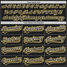 Load image into Gallery viewer, Custom Black Gold Pinstripe Black-White Authentic Baseball Jersey