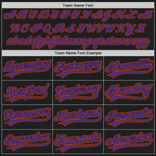 Load image into Gallery viewer, Custom Black Orange Pinstripe Purple Authentic Baseball Jersey