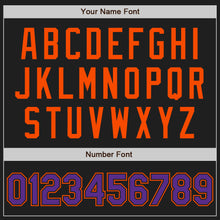 Load image into Gallery viewer, Custom Black Orange Pinstripe Purple Authentic Baseball Jersey