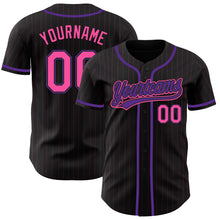 Load image into Gallery viewer, Custom Black Pink Pinstripe Pink-Purple Authentic Baseball Jersey